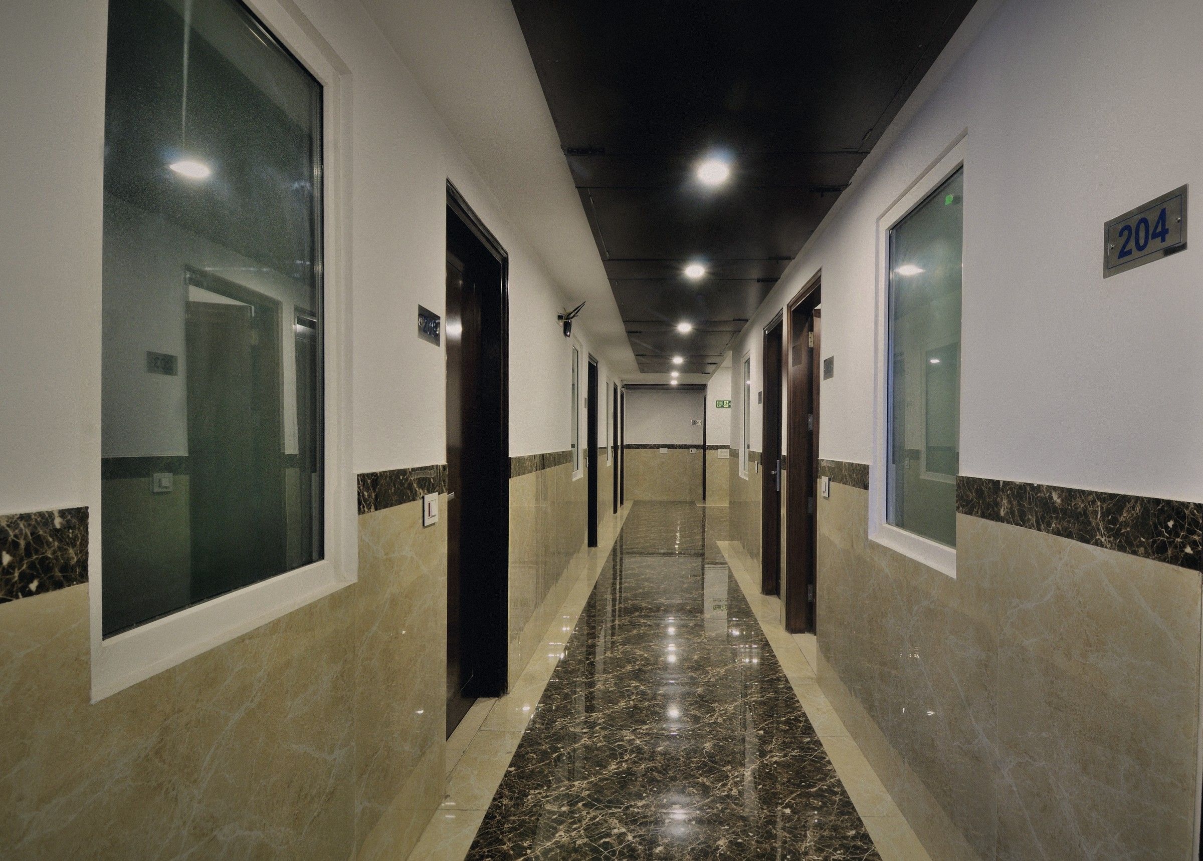 Marble corridor on a guest floor