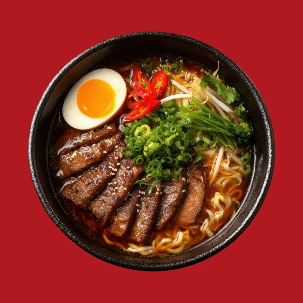 Beef ramen with a soft egg